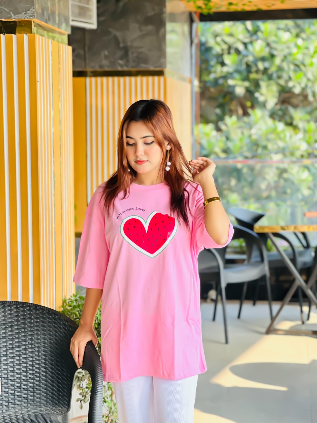 Drop Shoulder  ( Watermelon Pink )