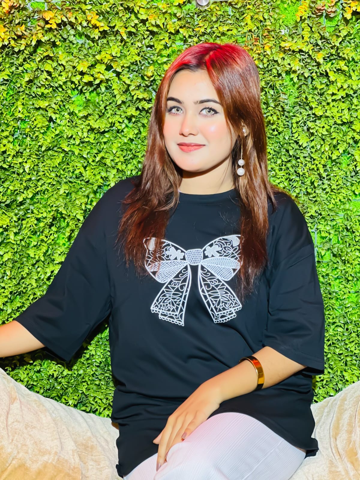 Drop Shoulder ( Bow Black )