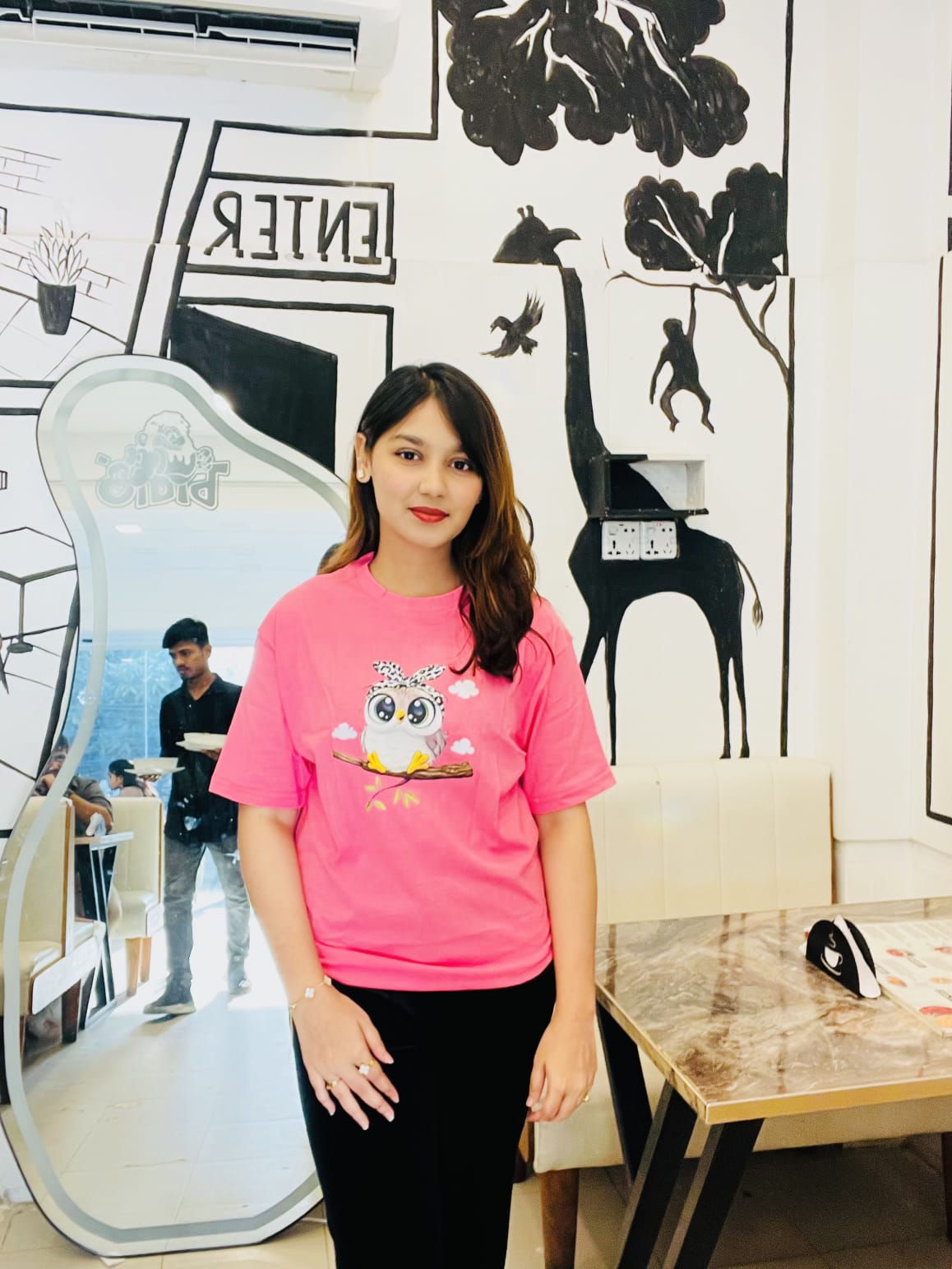 Drop Shoulder ( Owl pink )